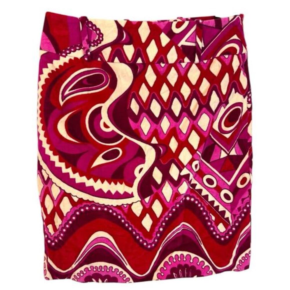 D&G Dolce & Gabbana Pink Cotton Paisley Pencil Skirt Size 30/44 US Size 8